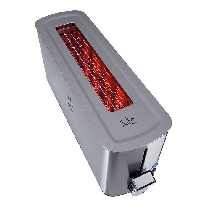 Jata Hogar Tostadora Acero Inoxidable 1000 W Ranura Ancha 40 mm 5 Niveles Descongelación Mantenimiento Calor Recogemigas