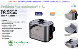 JATA Freidora FR326E 1,3 L con tapa de cristal