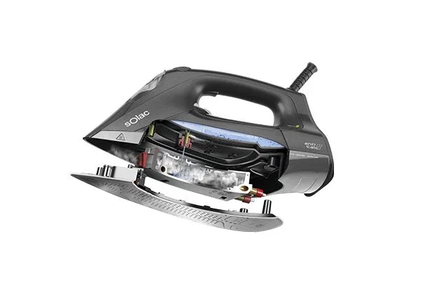 Solac CVG9508 Centro de Planchado Compacto - Plancha Vapor y Seco 2400W Negro, Vapor Vertical, Apagado Automático, Suela Coridium Pro-Drive, Sistema Autocontrol