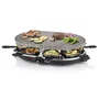 Princess 162720 Parrilla de Interior Oval Stone Grill & Raclette Party para 8 Personas - 1200W, Plancha de Piedra 43x30cm, Incluye 8 Sartenes y 8 Espátulas, Negro
