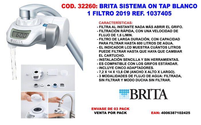 Brita On Tap Pro V-MF Sistema de filtración para grifo digital Brita On Tap Pro V-MF Sistema de filtración para grifo digital