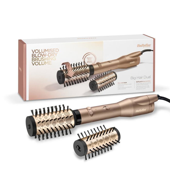 BaByliss AS952E Rotating Brush Big Hair Dual Gold, Cepillo Rotativo para Volumen