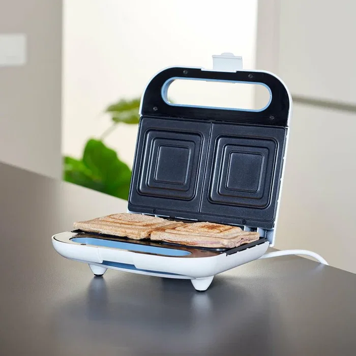 Taurus Sandwichera MySandwich para 1 Rebanada 800 W, Placas Cuadradas Antiadherentes, Indicador Temperatura, Blanco, 968947000
