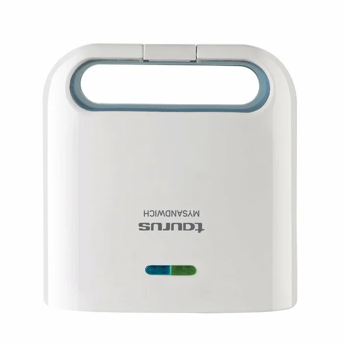 Taurus Sandwichera MySandwich para 1 Rebanada 800 W, Placas Cuadradas Antiadherentes, Indicador Temperatura, Blanco, 968947000