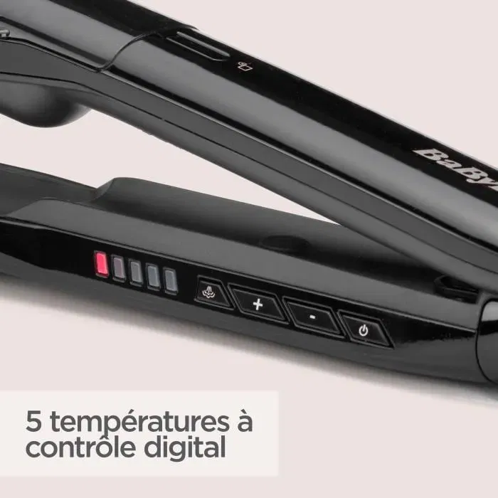Babyliss ST492E Plancha para el pelo recta a vapor con placas de cerámica de 39 mm y 5 temperaturas (150°C-230°C)