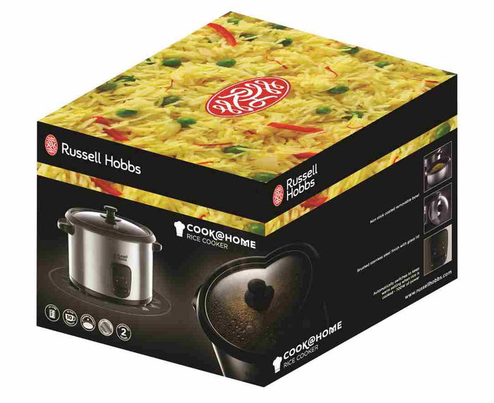 Russell Hobbs 19750-56 Arrocero y Cocedor a Vapor, Capacidad 10 Tazas, Con Vaporera, Acero Inoxidable