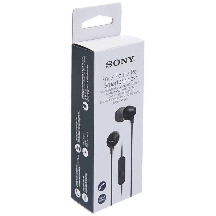 Sony MDR-EX15AP Auriculares In-ear con Micrófono Negro Sony MDR-EX15AP Auriculares In-ear con Micrófono Negro