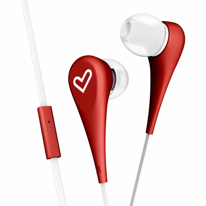 Energy Sistem Auriculares In-Ear Style 1+ con Micrófono y Botón Multifunción, Cable Plano de 1.2 m para Llamadas y Música, Color Rojo