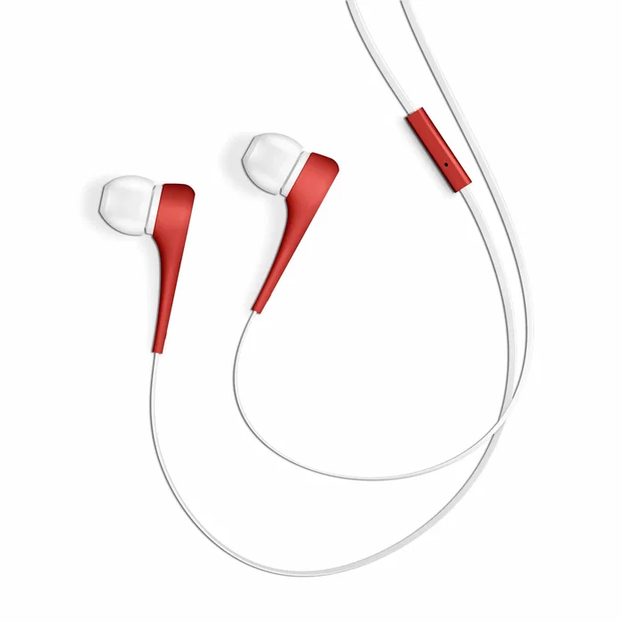 Energy Sistem Auriculares In-Ear Style 1+ con Micrófono y Botón Multifunción, Cable Plano de 1.2 m para Llamadas y Música, Color Rojo