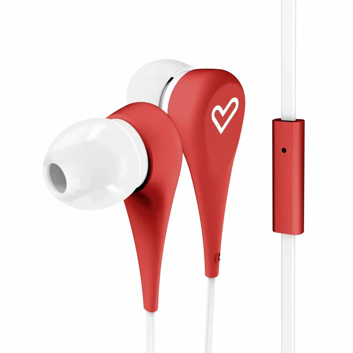 Energy Sistem Auriculares In-Ear Style 1+ con Micrófono y Botón Multifunción, Cable Plano de 1.2 m para Llamadas y Música, Color Rojo
