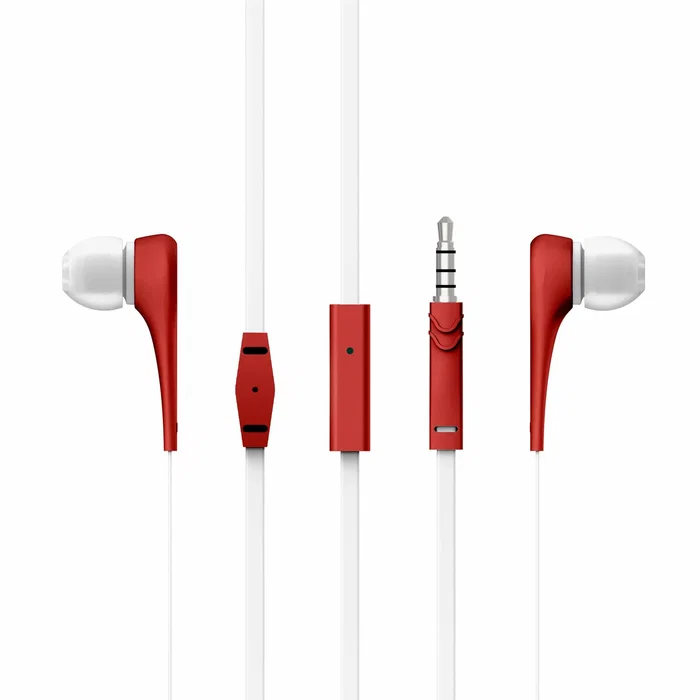 Energy Sistem Auriculares In-Ear Style 1+ con Micrófono y Botón Multifunción, Cable Plano de 1.2 m para Llamadas y Música, Color Rojo