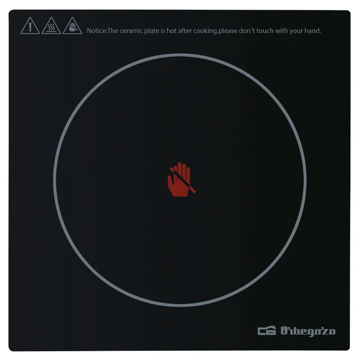 Orbegozo PCE 5000 Placa Vitrocerámica Portátil de 1 Zona, 20.5 cm (205 mm), 2000W, Encimera, Negro y Acero Inoxidable, Termostato Regulable