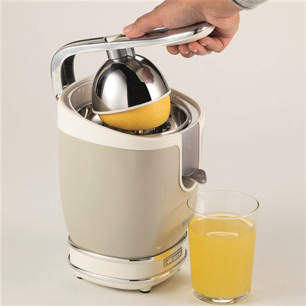 Ariete 413/03 Exprimidor Vintage Beige con Mango a Presión, Acabado Metal y Detalles Cromados