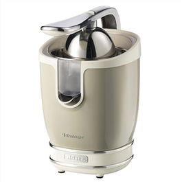 Ariete 413/03 Exprimidor Vintage Beige con Mango a Presión, Acabado Metal y Detalles Cromados