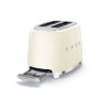 Smeg TSF01CREU Tostadora de 2 ranuras, color crema, 950 W, control electrónico, funciones de descongelación y recalentamiento