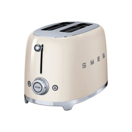 Smeg TSF01CREU Tostadora de 2 ranuras, color crema, 950 W, control electrónico, funciones de descongelación y recalentamiento