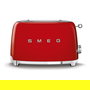 SMEG TSF01RDEU Tostador 2 Rebanadas, Rojo, Acero Inoxidable, 950W, Función Descongelar y Recalentar