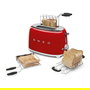 SMEG TSF01RDEU Tostador 2 Rebanadas, Rojo, Acero Inoxidable, 950W, Función Descongelar y Recalentar