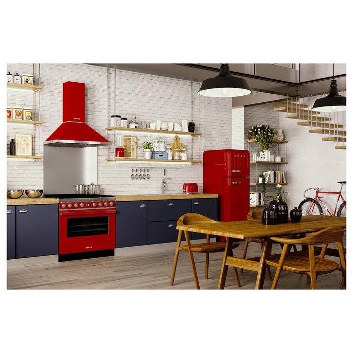 SMEG TSF01RDEU Tostador 2 Rebanadas, Rojo, Acero Inoxidable, 950W, Función Descongelar y Recalentar