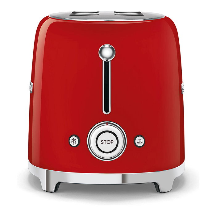 SMEG TSF01RDEU Tostador 2 Rebanadas, Rojo, Acero Inoxidable, 950W, Función Descongelar y Recalentar