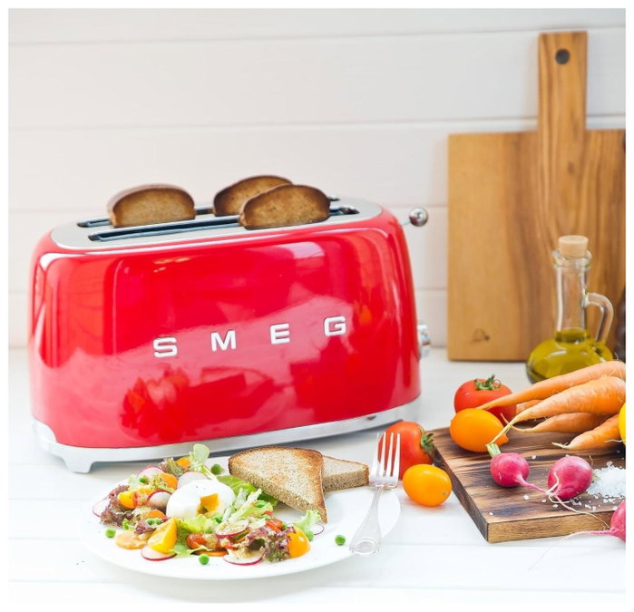 Smeg TSF02RDEU Tostadora Roja de 4 Rebanadas