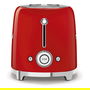 Smeg TSF02RDEU Tostador 4 Rebanadas, Rojo, Acero Inoxidable, Control por Botones, 1500W, Funciones Descongelar y Recalentar, Ranuras Largas