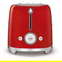 Smeg TSF02RDEU Tostador 4 Rebanadas, Rojo, Acero Inoxidable, Control por Botones, 1500W, Funciones Descongelar y Recalentar, Ranuras Largas