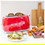 Smeg TSF02RDEU Tostador 4 Rebanadas, Rojo, Acero Inoxidable, Control por Botones, 1500W, Funciones Descongelar y Recalentar, Ranuras Largas