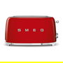 Smeg TSF02RDEU Tostador 4 Rebanadas, Rojo, Acero Inoxidable, Control por Botones, 1500W, Funciones Descongelar y Recalentar, Ranuras Largas