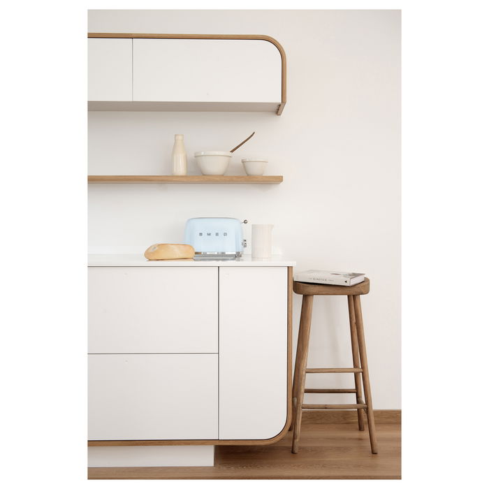 Smeg TSF01PBEU Tostador de 2 Rebanadas, Color Azul Pastel y Acero Inoxidable, 950 W, 6 Niveles de Tostado, Función Descongelar y Recalentar