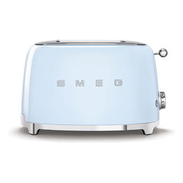 Smeg TSF01PBEU Tostador de 2 Rebanadas, Color Azul Pastel y Acero Inoxidable, 950 W, 6 Niveles de Tostado, Función Descongelar y Recalentar