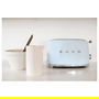 Smeg TSF01PBEU Tostador de 2 Rebanadas, Color Azul Pastel y Acero Inoxidable, 950 W, 6 Niveles de Tostado, Función Descongelar y Recalentar