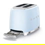 Smeg TSF01PBEU Tostador de 2 Rebanadas, Color Azul Pastel y Acero Inoxidable, 950 W, 6 Niveles de Tostado, Función Descongelar y Recalentar