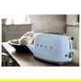 Smeg TSF01PBEU Tostador de 2 Rebanadas, Color Azul Pastel y Acero Inoxidable, 950 W, 6 Niveles de Tostado, Función Descongelar y Recalentar