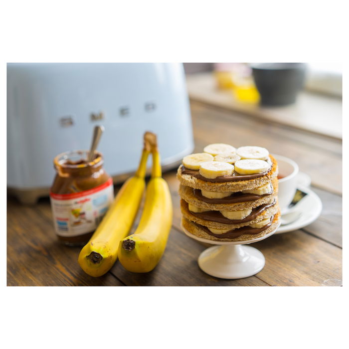 Smeg TSF01PBEU Tostador de 2 Rebanadas, Color Azul Pastel y Acero Inoxidable, 950 W, 6 Niveles de Tostado, Función Descongelar y Recalentar