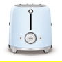Smeg TSF01PBEU Tostador de 2 Rebanadas, Color Azul Pastel y Acero Inoxidable, 950 W, 6 Niveles de Tostado, Función Descongelar y Recalentar