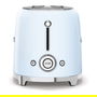 Smeg TSF02PBEU Tostador de 4 Rebanadas, Azul Pastel, Acero Inoxidable, 1500 W, 6 Niveles de Tostado, Función Descongelar y Recalentar