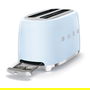 Smeg TSF02PBEU Tostador de 4 Rebanadas, Azul Pastel, Acero Inoxidable, 1500 W, 6 Niveles de Tostado, Función Descongelar y Recalentar