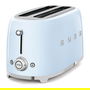 Smeg TSF02PBEU Tostador de 4 Rebanadas, Azul Pastel, Acero Inoxidable, 1500 W, 6 Niveles de Tostado, Función Descongelar y Recalentar