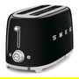 Smeg TSF02BLEU Toaster de 4 rebanadas, Negro, Acero inoxidable, con función de descongelar, recalentar y 6 niveles de tostado - 1500 W