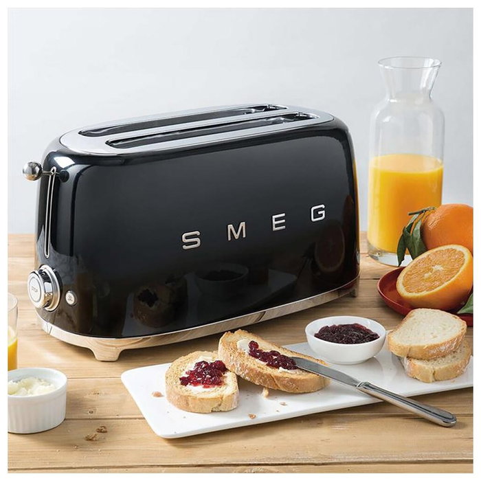Smeg TSF02BLEU Tostadora de 2 ranuras largas, Negro Smeg TSF02BLEU Tostadora de 2 ranuras largas, Negro