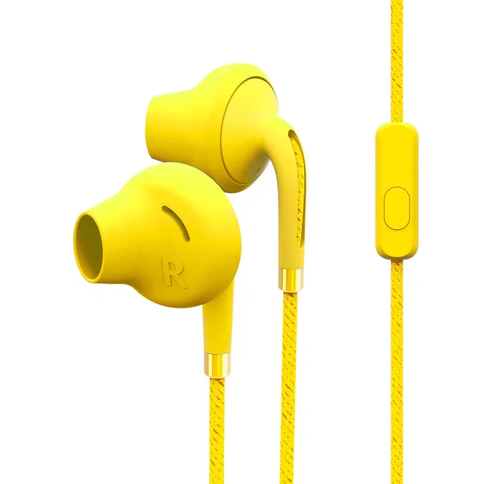 Energy Sistem Style 2+ Auriculares Alámbricos Intraurales con Micrófono, Botón Multifunción y Tecnología Deep Bass para Llamadas y Música - Color Amarillo (Vanilla)