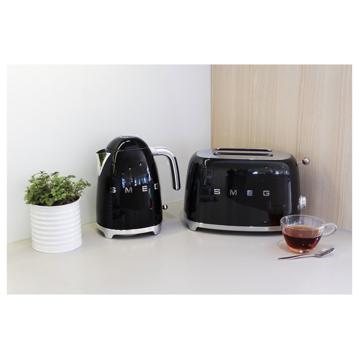 Smeg TSF01BLEU Tostador 2 Ranuras 50s Style Negro Brillante Compacto