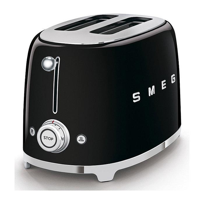 Smeg TSF01BLEU Tostador 2 Ranuras 50s Style Negro Brillante Compacto