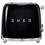 SMEG TSF01BLEU Tostador de 2 Ranuras, 950W, Acero Inoxidable Negro, Estilo Años 50 Retro, Función Descongelar y Recalentar, Base Antideslizante