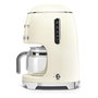SMEG DCF02CREU Cafetera de filtro 50s Style 1.4L (10 tazas), 1050W, para café molido, programable, color crema
