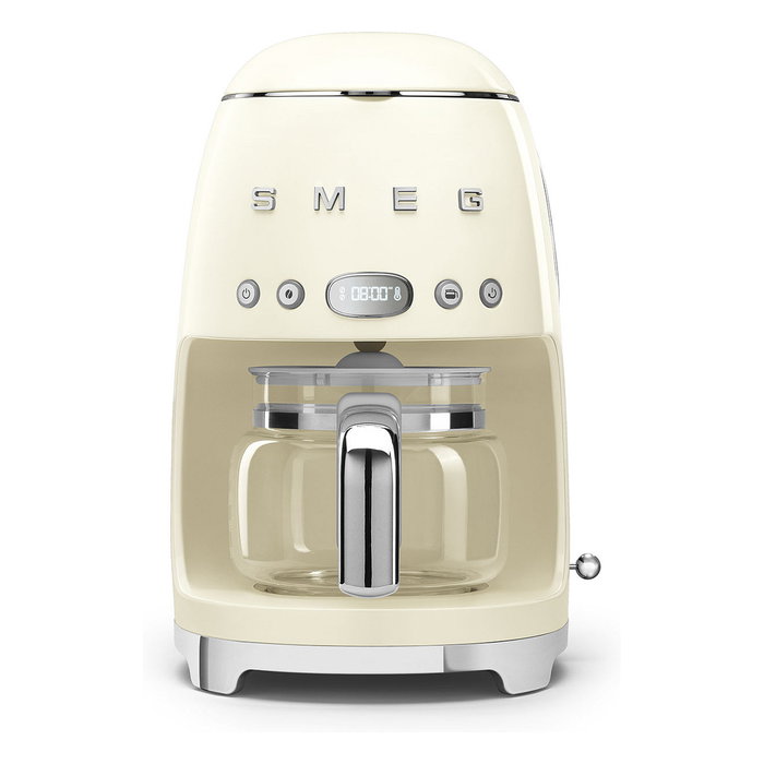 SMEG DCF02CREU Cafetera de filtro 50s Style 1.4L (10 tazas), 1050W, para café molido, programable, color crema