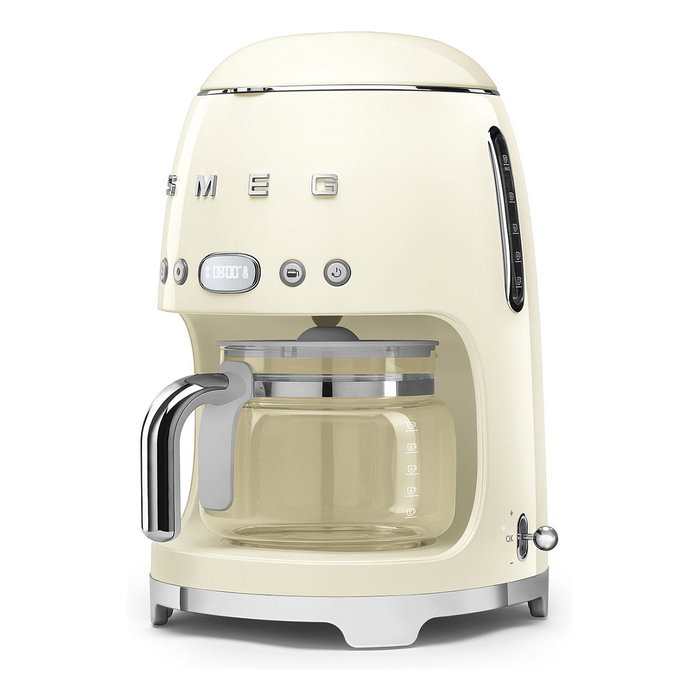 SMEG DCF02CREU Cafetera de filtro 50s Style 1.4L (10 tazas), 1050W, para café molido, programable, color crema