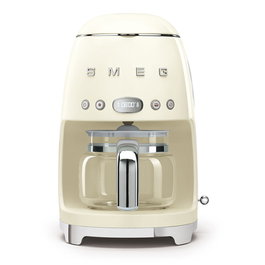 Smeg DCF02CREU Cafetera de Filtro Programable 50s Style, 1.4L 1050W para 10 Tazas, con Función Calentar Agua y Mantener Caliente, Color Crema
