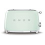 Smeg TSF01PGEU Tostadora de 2 Ranuras, 950W, Pastel Verde, Acero Inoxidable, Control por Botones, Función Descongelar y Recalentar, Bandeja Extraíble